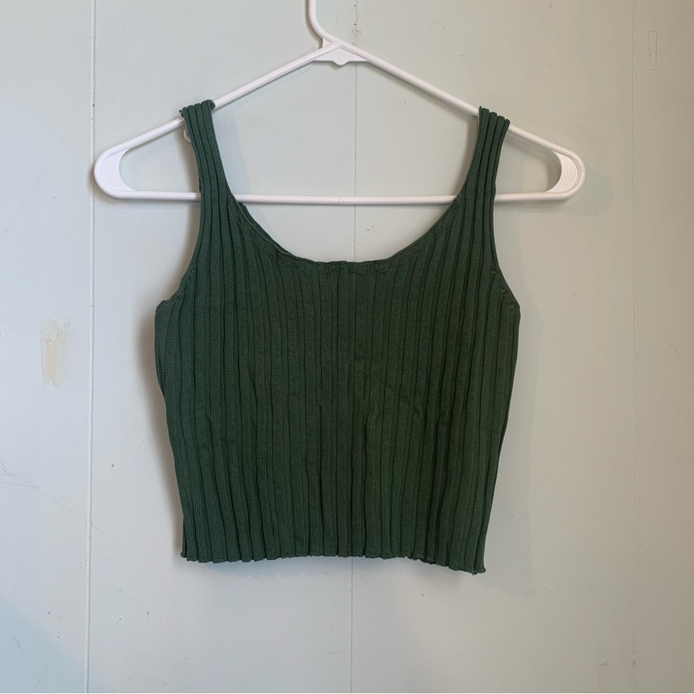 Green Ribbed Tank Top - Picture 9 of 10